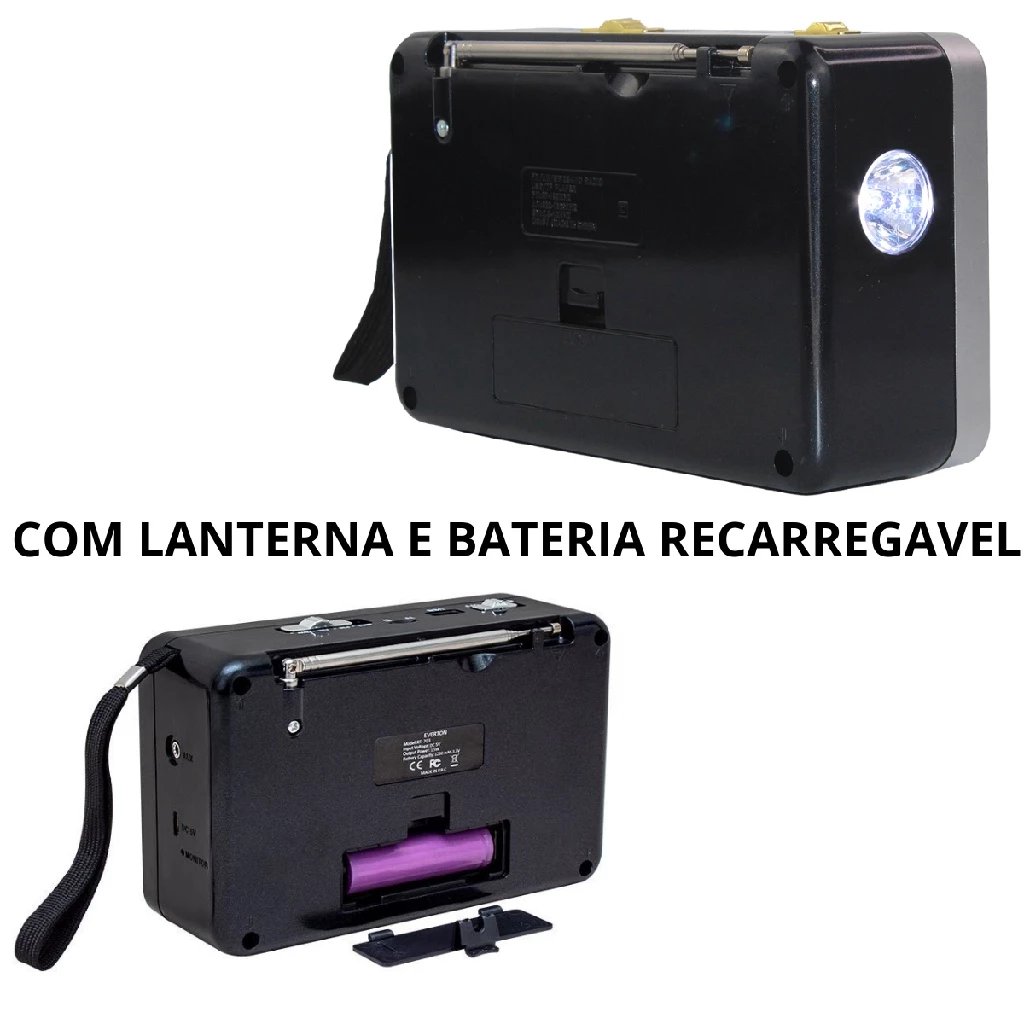 Rádio Portátil AM_FM_PENDRIVE - Kapbom- KA_8705_Dourado - Imagem 3